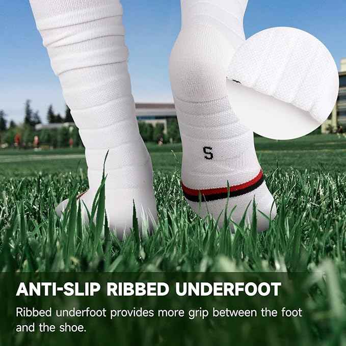 Findway Scrunch Football Soccer Socks, 2 Pairs Compression Ultra Long Soccer Socks Non-Slip Sports Athletic Socks for Men & Boy