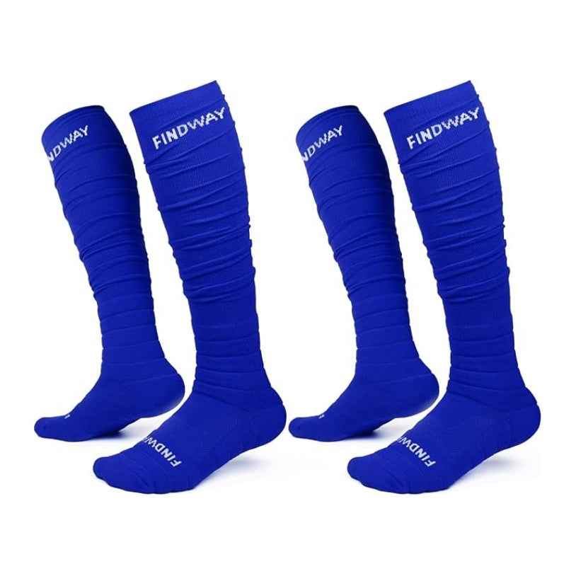 Findway Scrunch Football Soccer Socks, 2 Pairs Compression Ultra Long Soccer Socks Non-Slip Sports Athletic Socks for Men & Boy