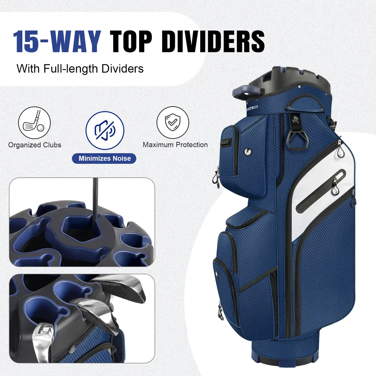Findway 15‑Way Dividers Golf Cart Bag