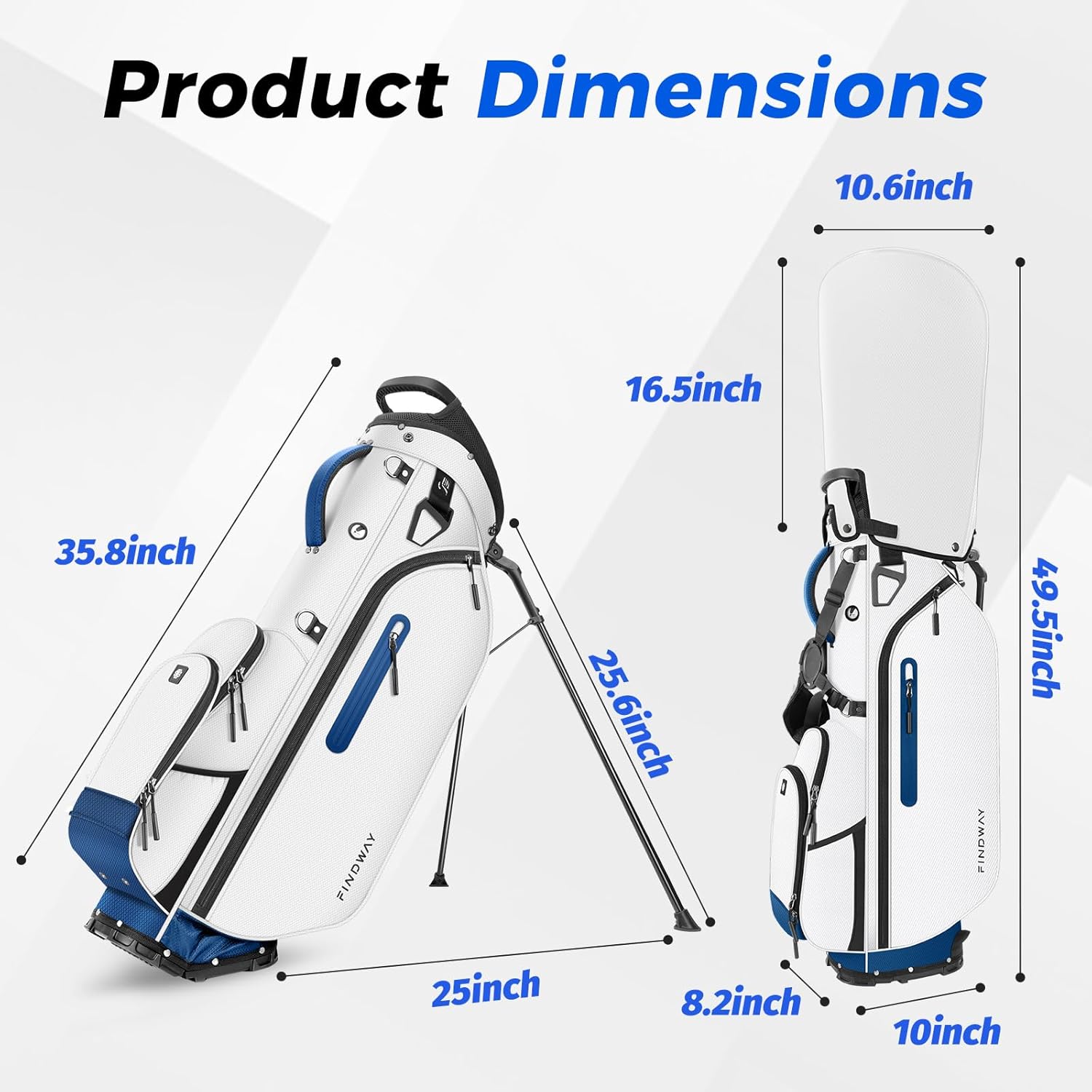 findway golf stand bag with 5 way top dividers dimensions