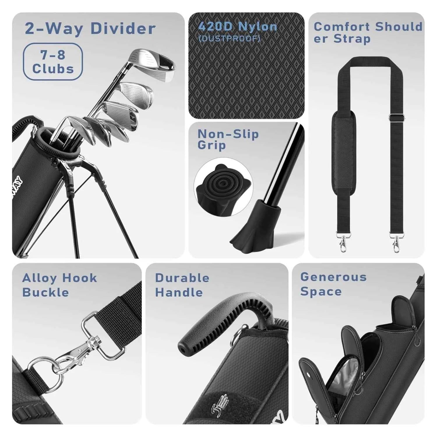 Findway 2-Way Dividers Golf Stand Bag MAX