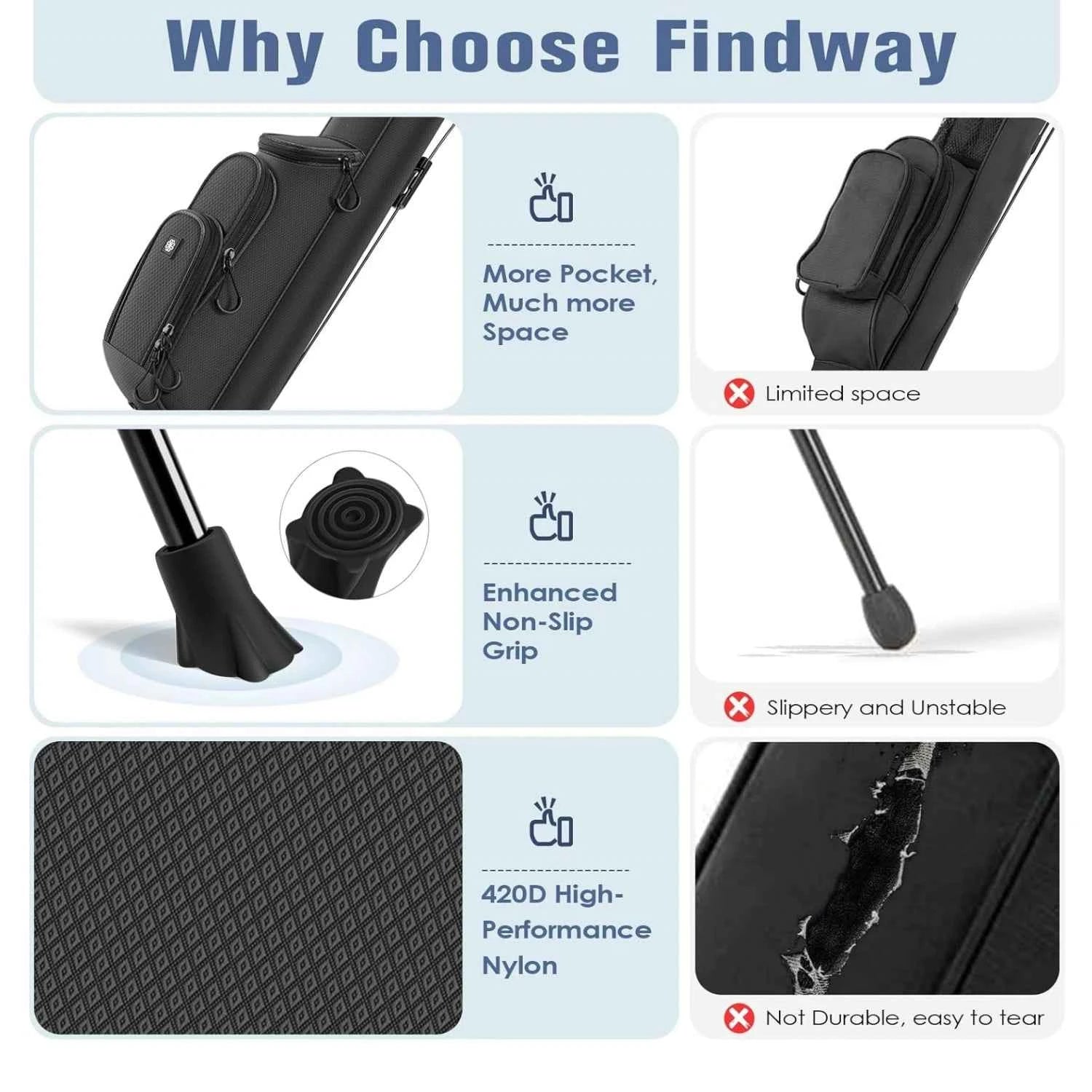 Findway 2-Way Dividers Golf Stand Bag MAX