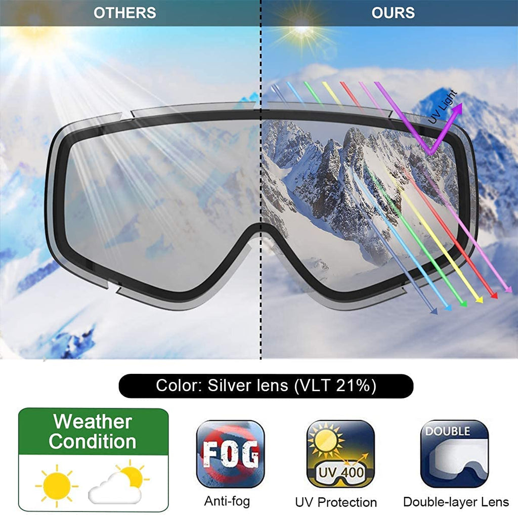 Slope Ski Goggles Silver Mirror